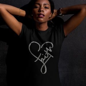 Faith Short Sleeve Crew Black Crew Neck New